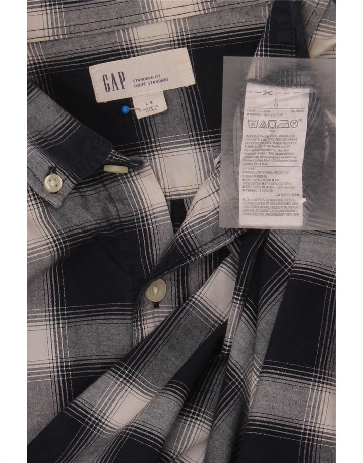 Camisa masculina Gap Standard Fit grande algodão xadrez azul marinho