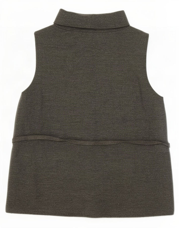 Colete feminino Zara UK 14 grande algodão cáqui