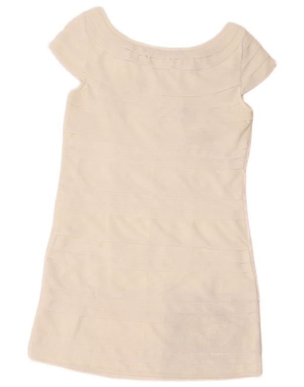 Vestido estratificado Reino Unido 10 das mulheres francesas poliéster branco pequeno
