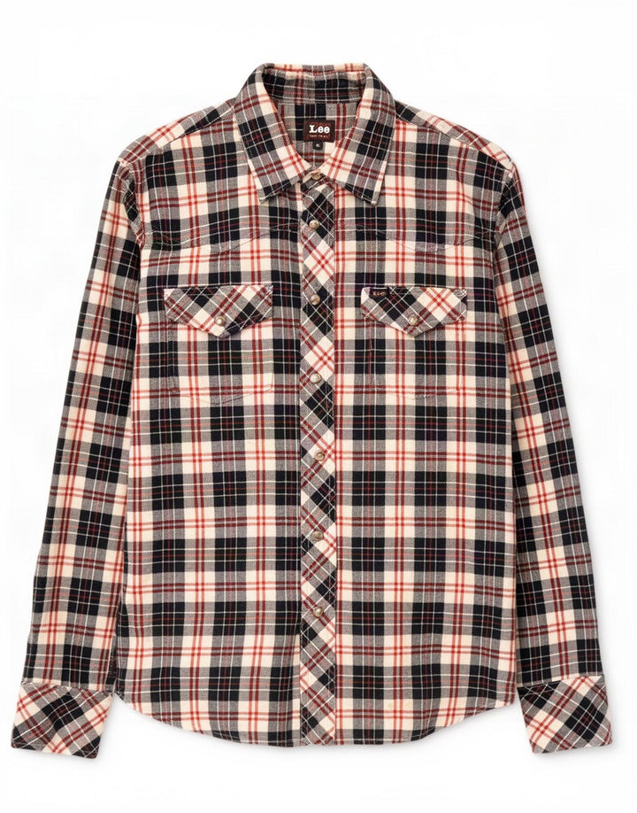 Camisa masculina de flanela Lee algodão xadrez azul marinho médio