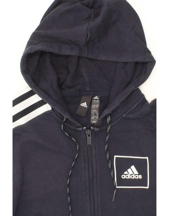 ADIDAS Mens Zip Hoodie Sweater Small Navy Blue Cotton Vintage Adidas and Second-Hand Adidas from Messina Hembry 