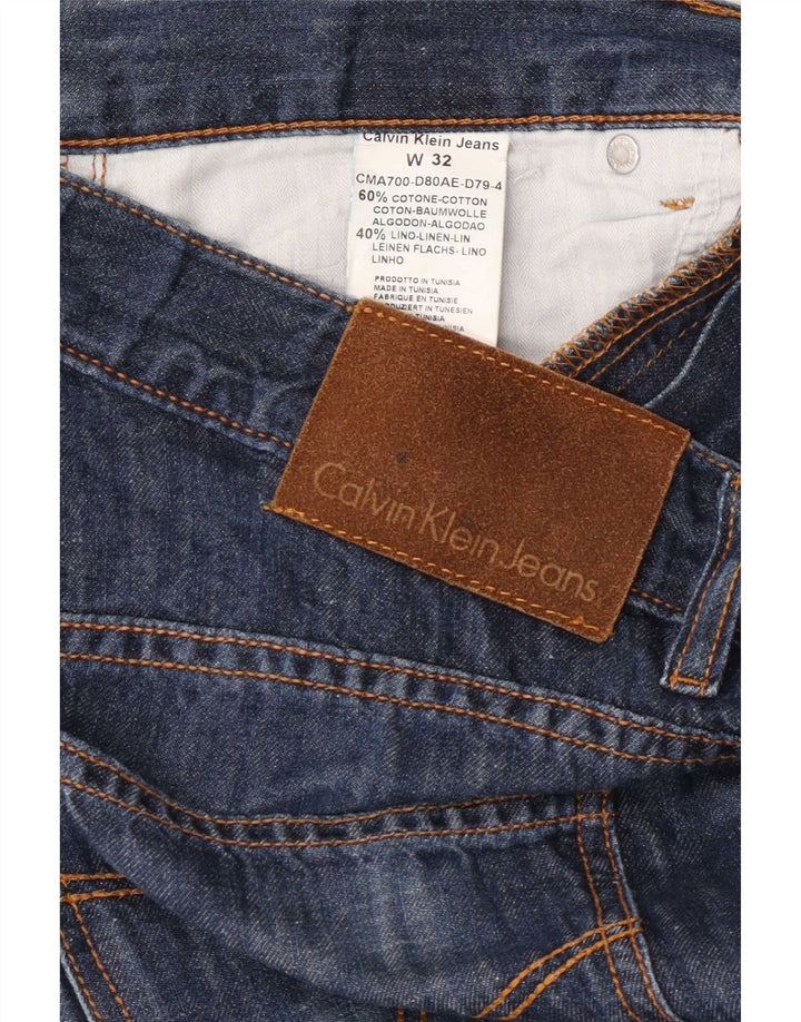 Calça jeans reta feminina Calvin Klein W32 L35 algodão azul marinho