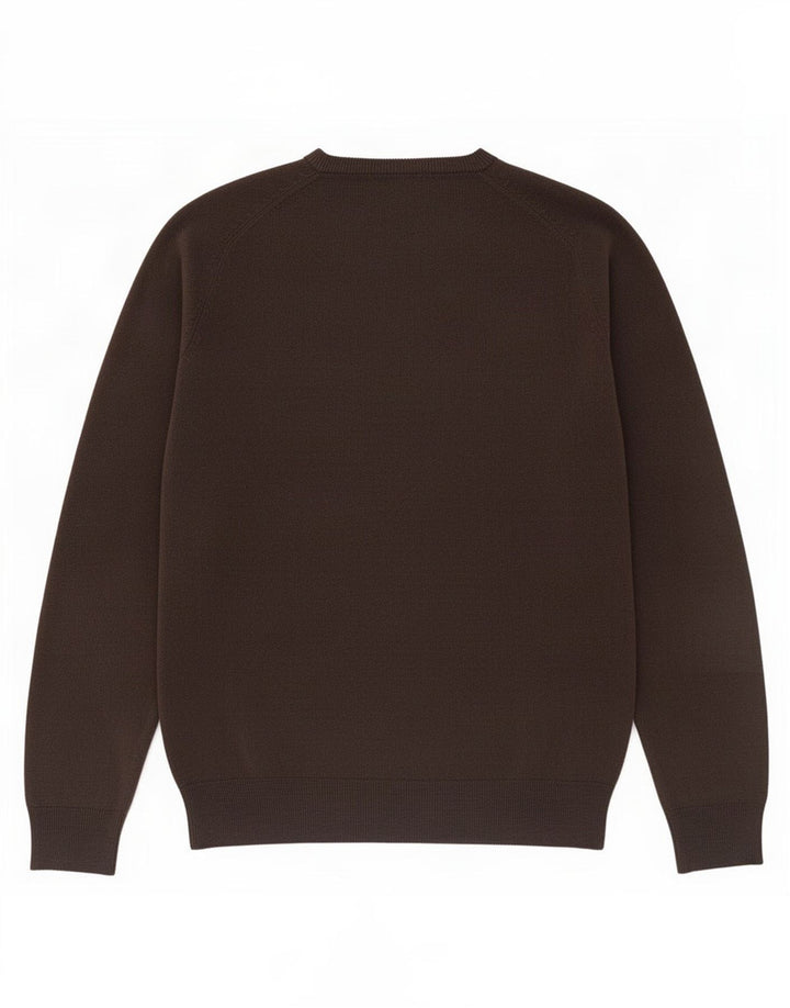 Suéter masculino Marks & Spencer com decote em V, acrílico marrom médio