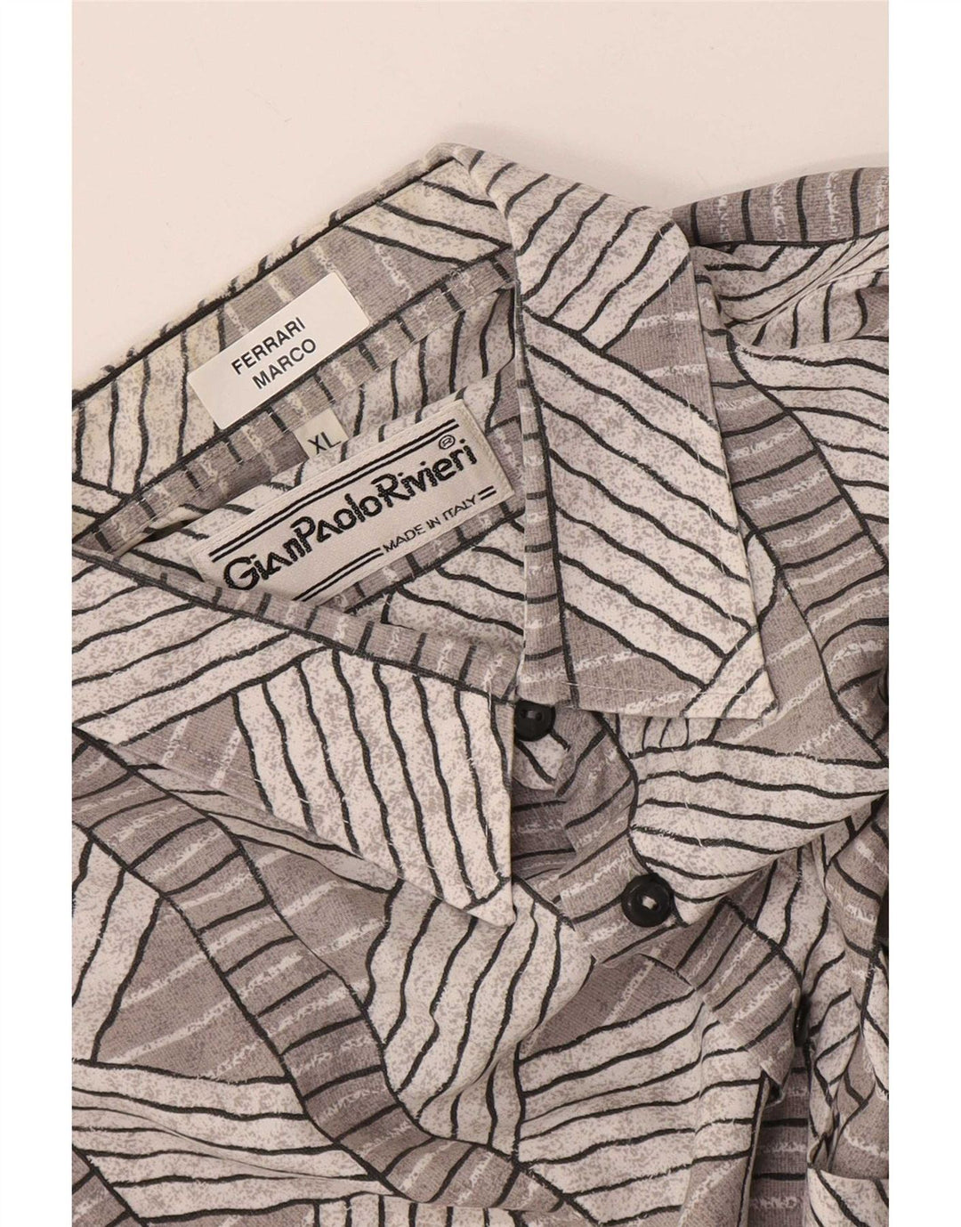 Camisa masculina vintage de manga curta XL cinza geométrica