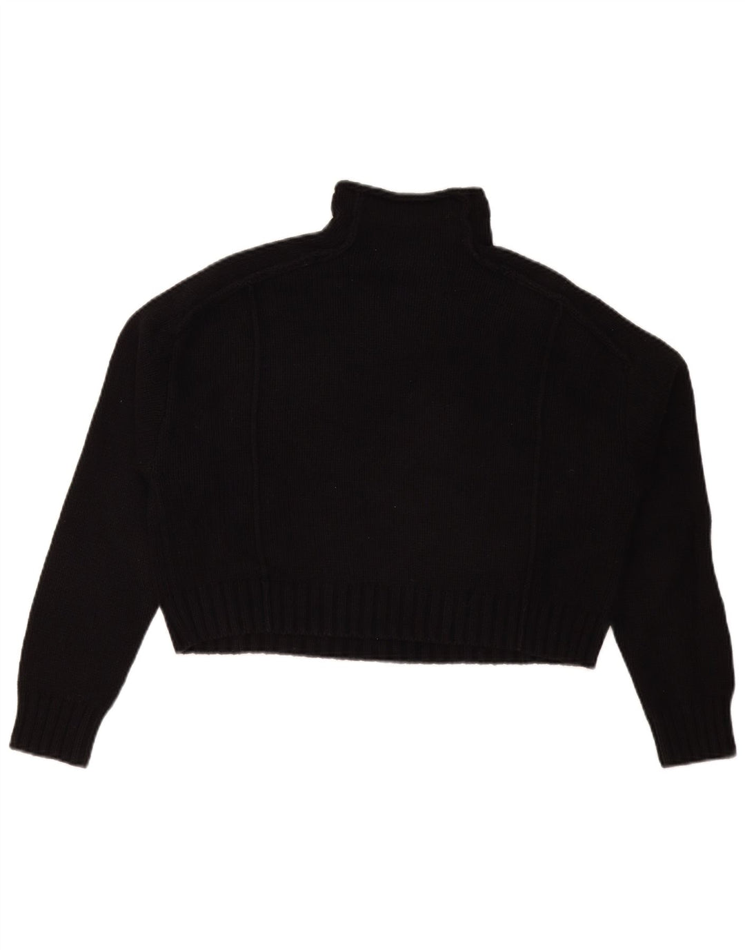 Zara Suéter feminino cropped oversized com gola redonda Reino Unido 10 pequeno preto
