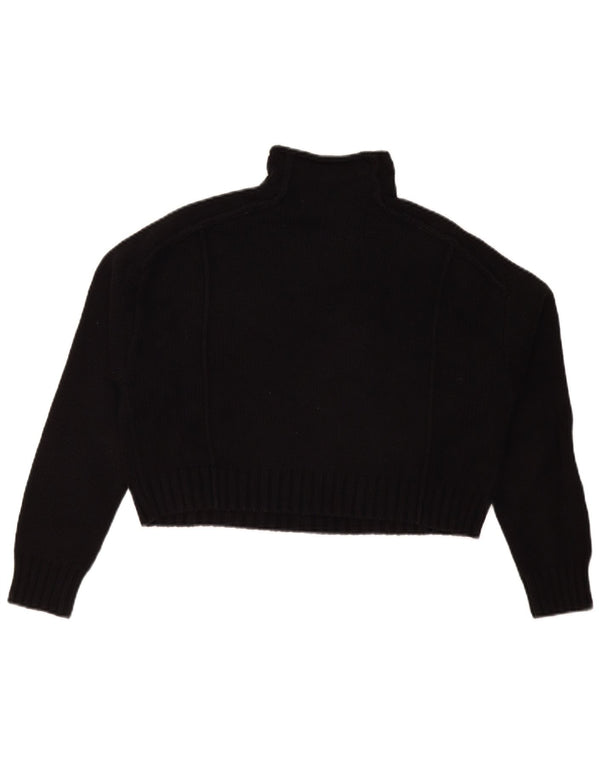 Zara Suéter feminino cropped oversized com gola redonda Reino Unido 10 pequeno preto