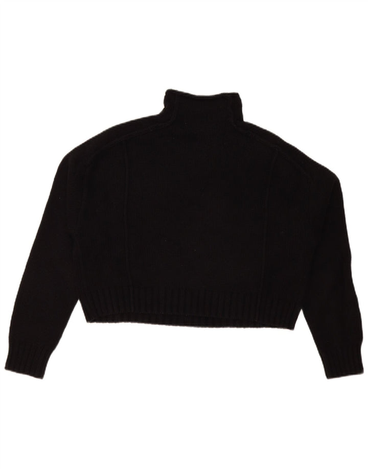 Zara Suéter feminino cropped oversized com gola redonda Reino Unido 10 pequeno preto
