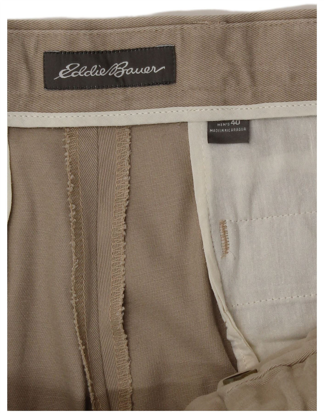 Calça chino reta masculina Eddie Bauer W40 L30 bege