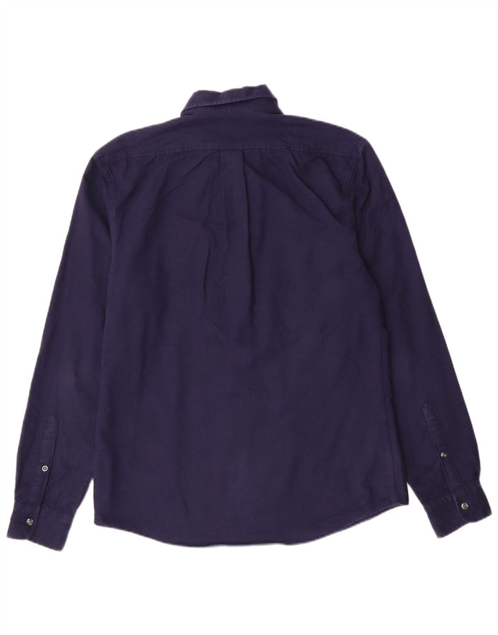 Camisa masculina Reiss pequena algodão azul marinho