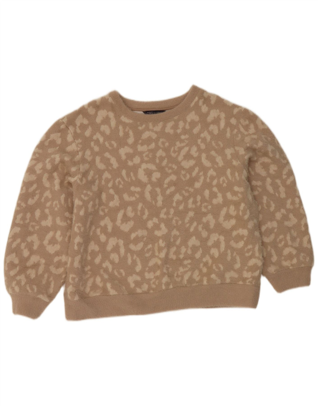 Suéter feminino Marks & Spencer com gola redonda Reino Unido 14 marrom médio