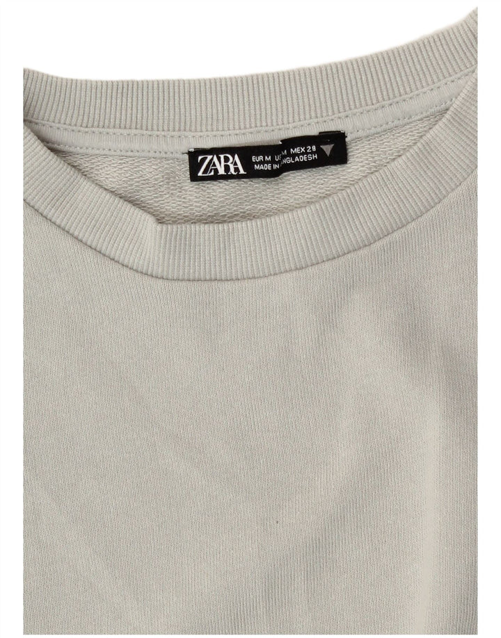 Moletom Zara feminino cropped UK 14 algodão cinza médio
