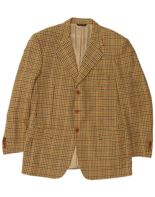 Jaqueta blazer masculina Ermenegildo Zegna com 3 botões IT 52 grande bege houndstooth
