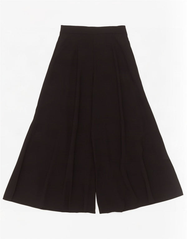 Zara Calça feminina casual cintura alta flare pequena W26 L26 poliéster preto