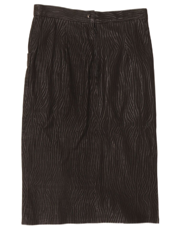 Saia de couro feminina vintage IT 46 grande W30 estampa animal preta