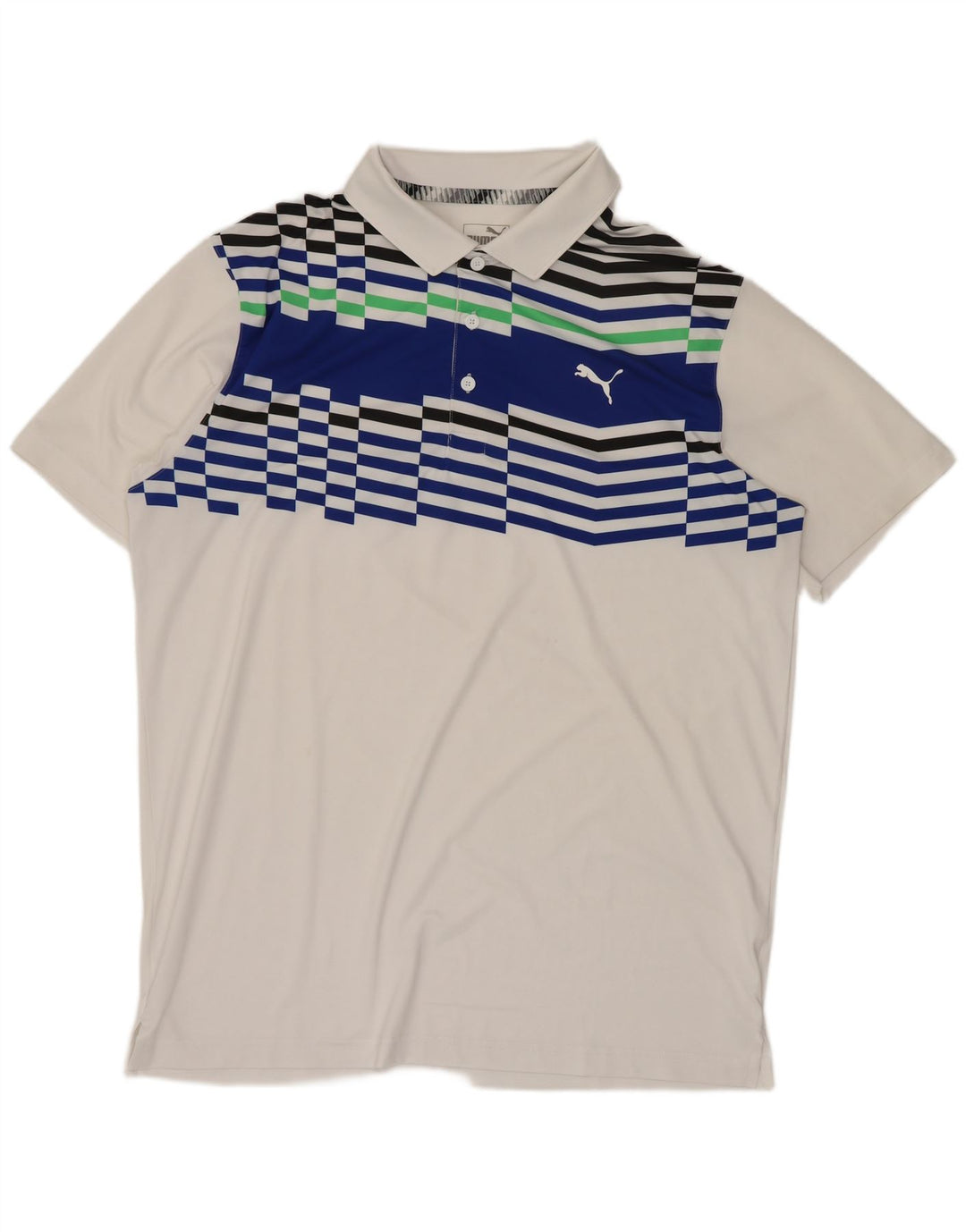 Camisa polo masculina Puma médio branco colorblock