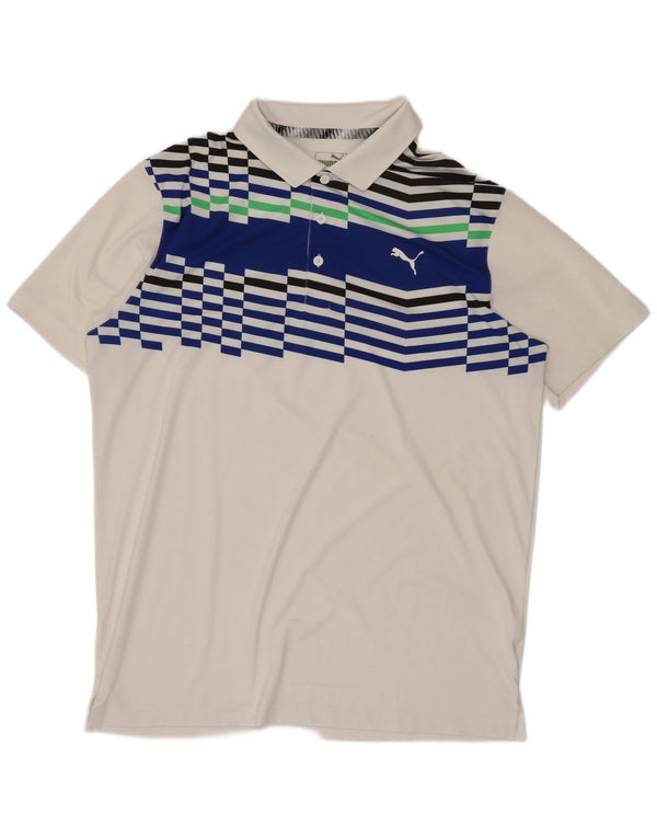 Camisa polo masculina Puma médio branco colorblock