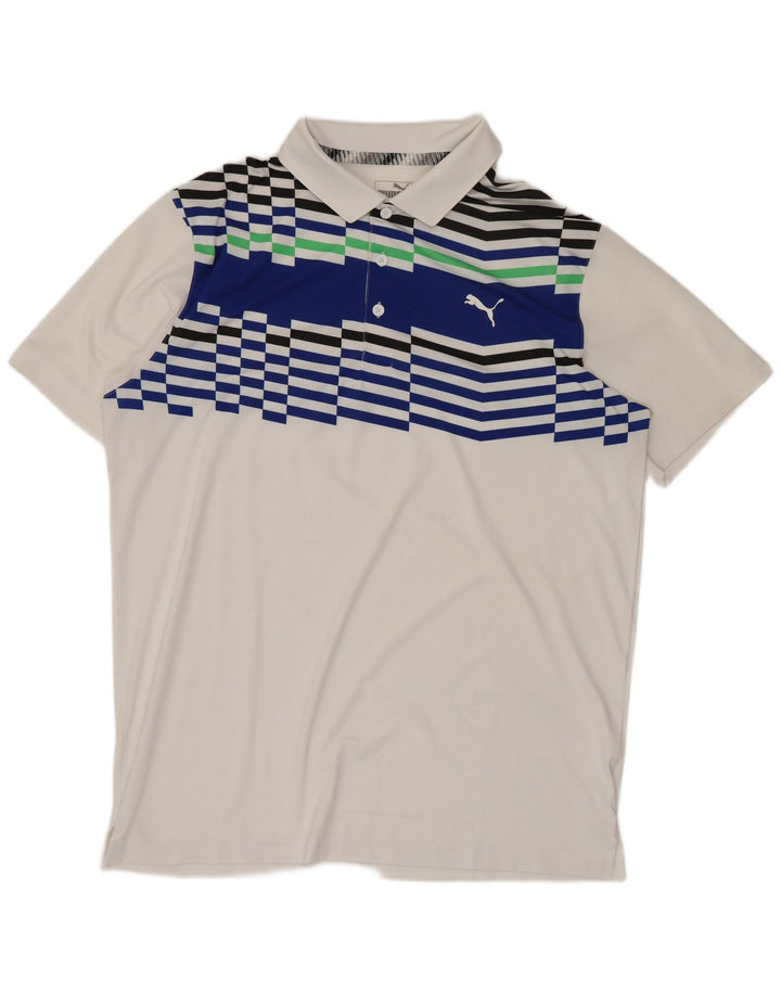 Camisa polo masculina Puma médio branco colorblock