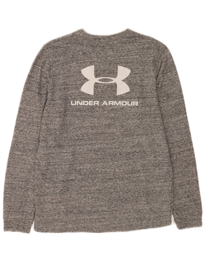 Under Armour Mens Graphic Moletom Jumper Médio Cinza Algodão Salpicado