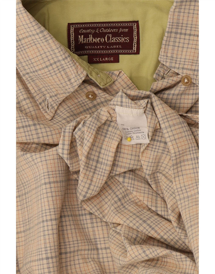 Camisa masculina Marlboro Classics 2XL algodão xadrez bege