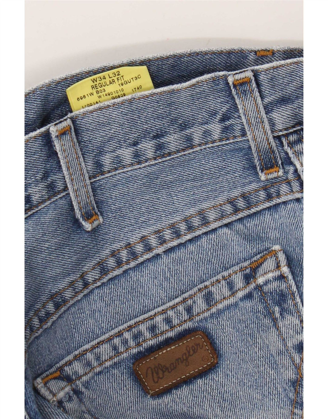 Wrangler masculino regular fit jeans reto W34 L32 algodão azul