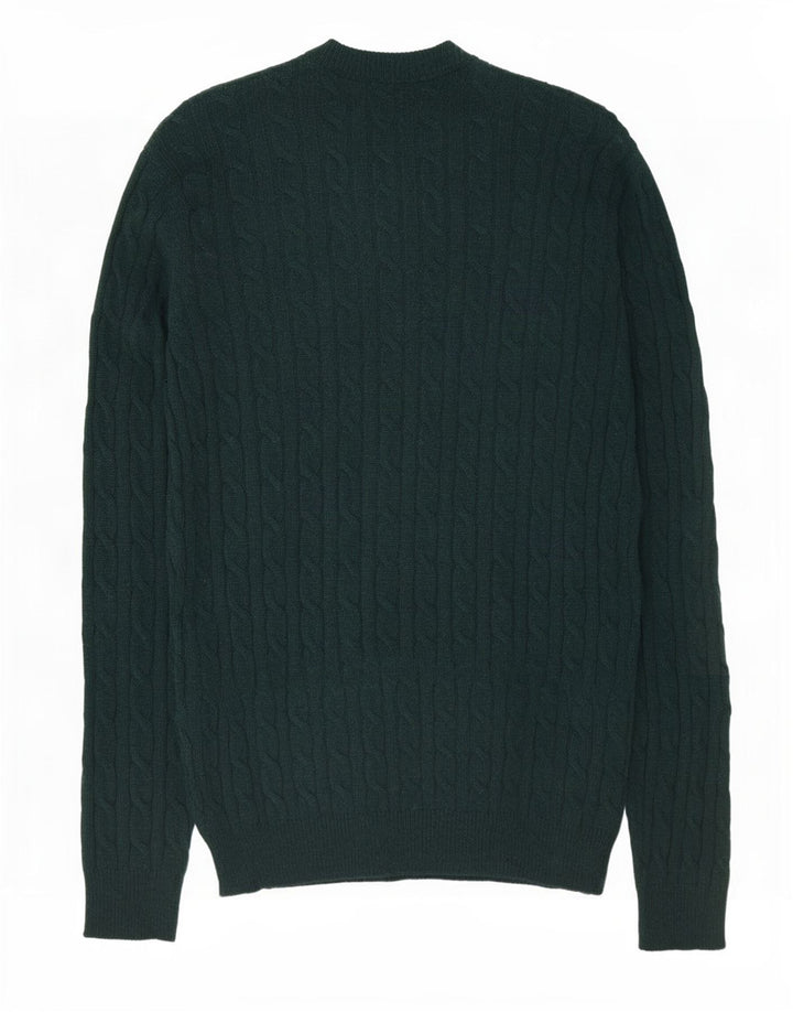 Jack Wills Suéter masculino com gola redonda, grande lã verde
