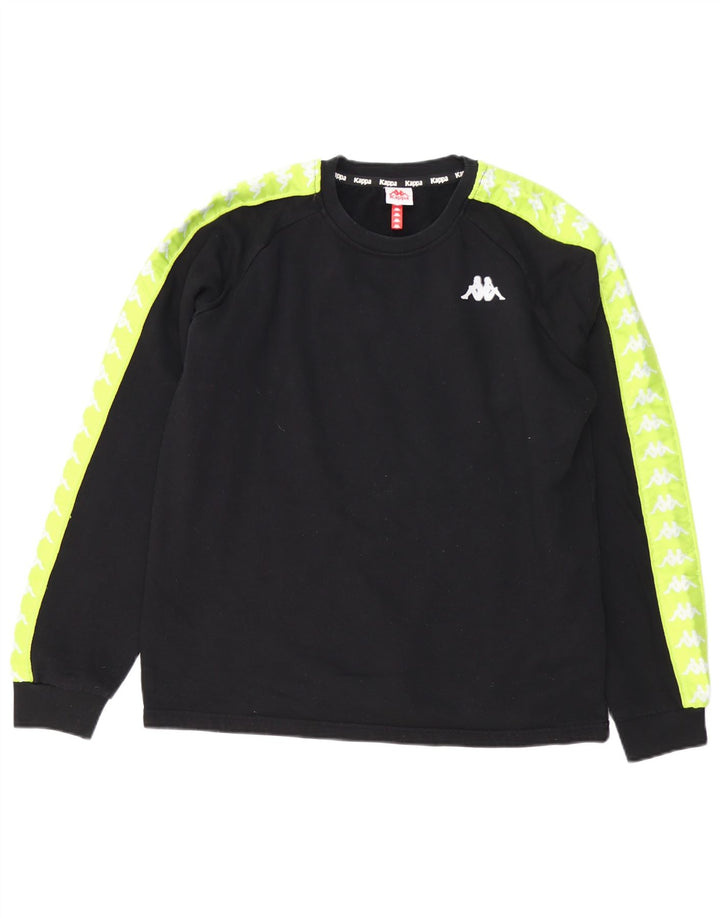 Kappa moletom gráfico masculino jumper médio preto colorblock algodão
