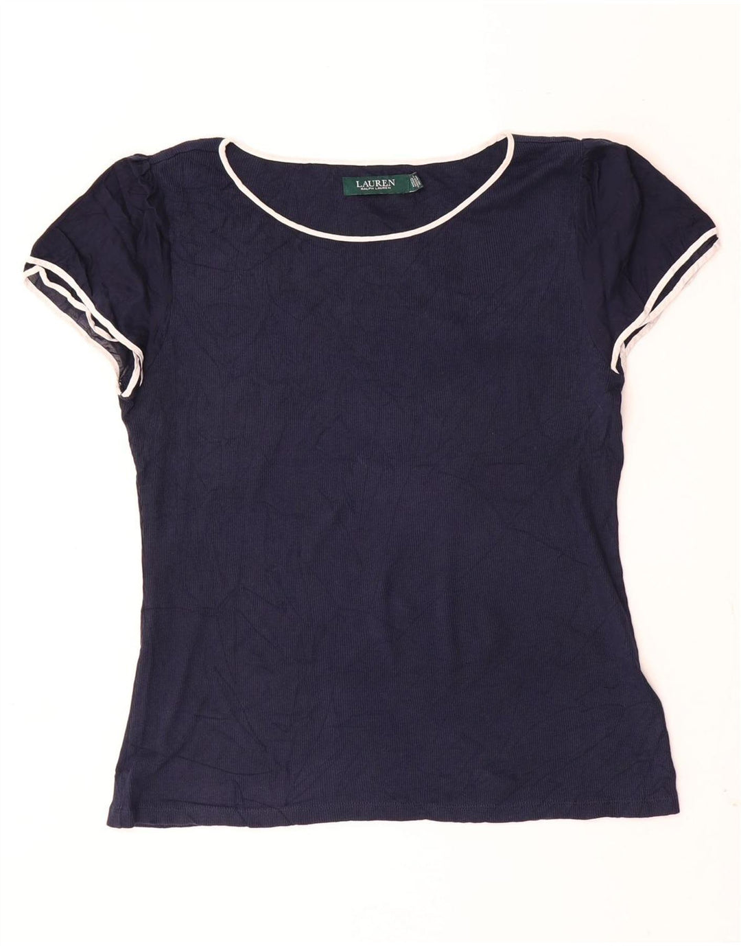 Camiseta feminina Ralph Lauren UK 14 grande algodão azul marinho