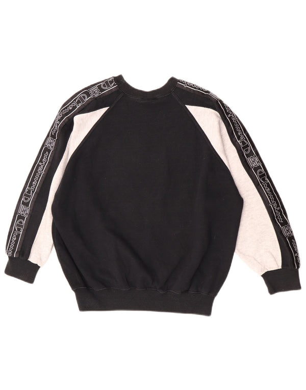 Suéter gráfico Champion Boys 9-10 anos médio preto colorblock