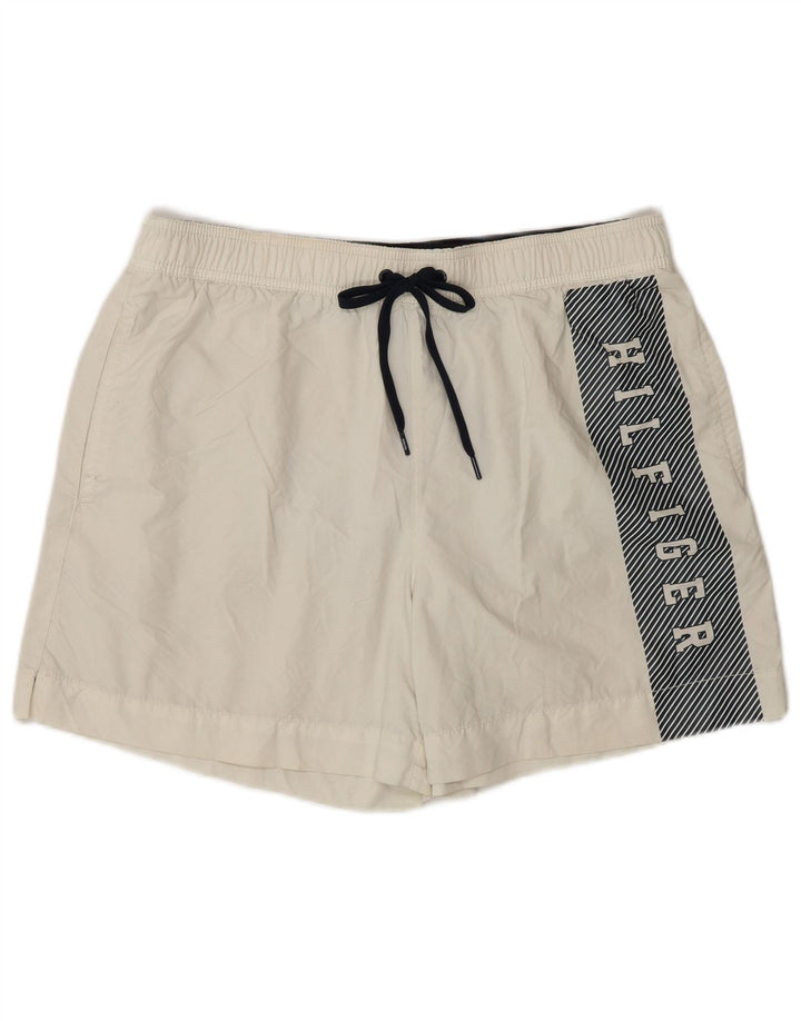 Shorts de natação masculino Tommy Hilfiger gráfico médio branco