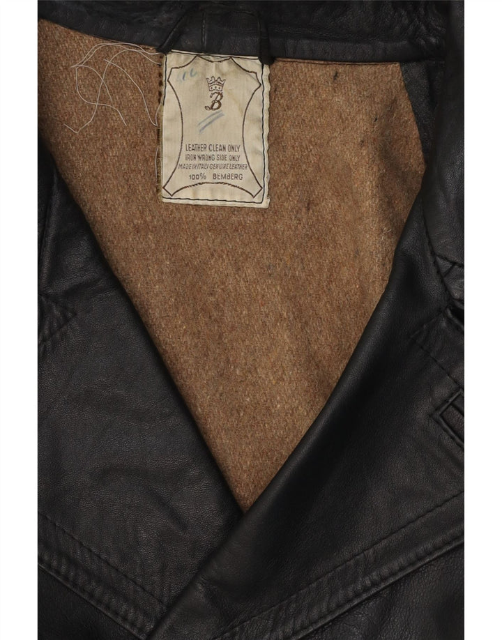 Jaqueta de couro masculina vintage UK 38 couro preto médio