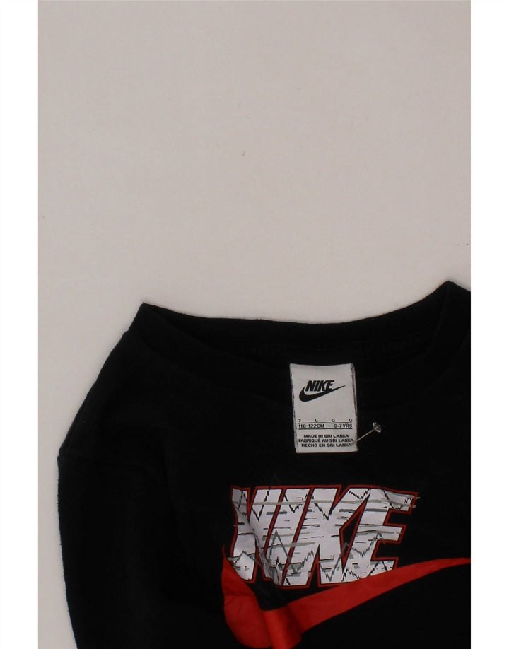 NIKE Meninos Graphic Sweatshirt Jumper 6-7 Anos Grande Preto