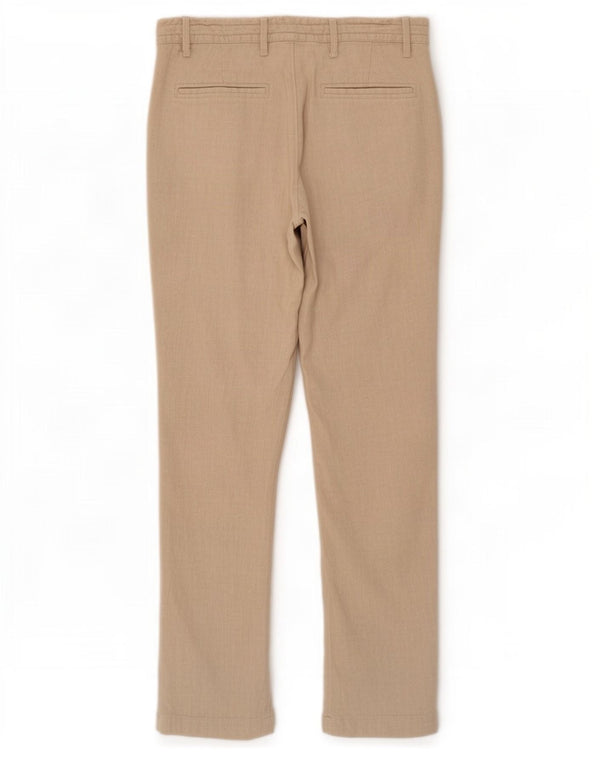 Zara Mens Slim Chino Calças EU 38 Pequeno W30 L30 Linho Bege