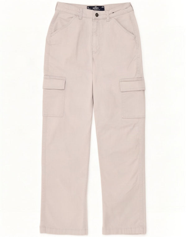 Hollister Womens Dad cintura alta cargo calças EUA 0 XS W25 L29 algodão cinza