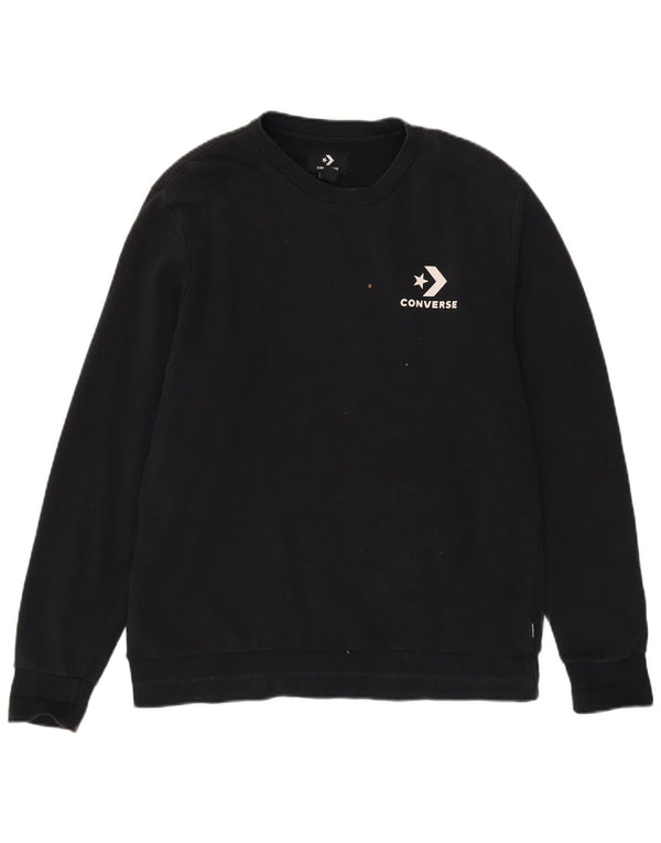 Converse Mens Moletom Jumper Médio Algodão Preto