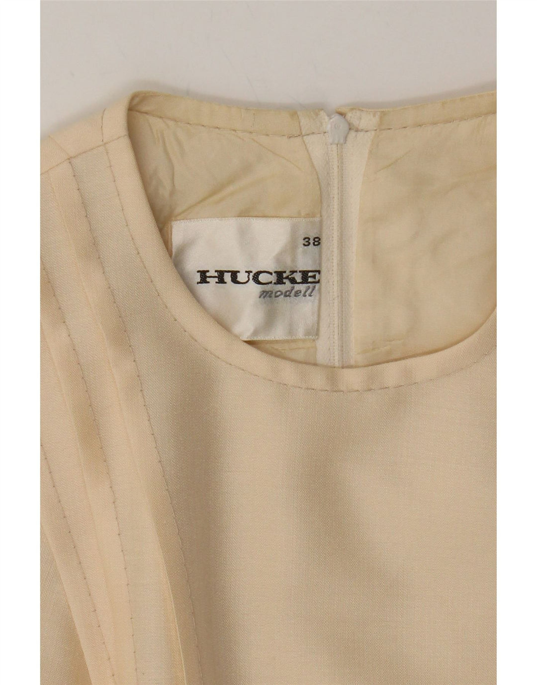HUCKE Womens Sleeveless A-Line Dress EU 38 Medium Beige Vintage Hucke and Second-Hand Hucke from Messina Hembry 