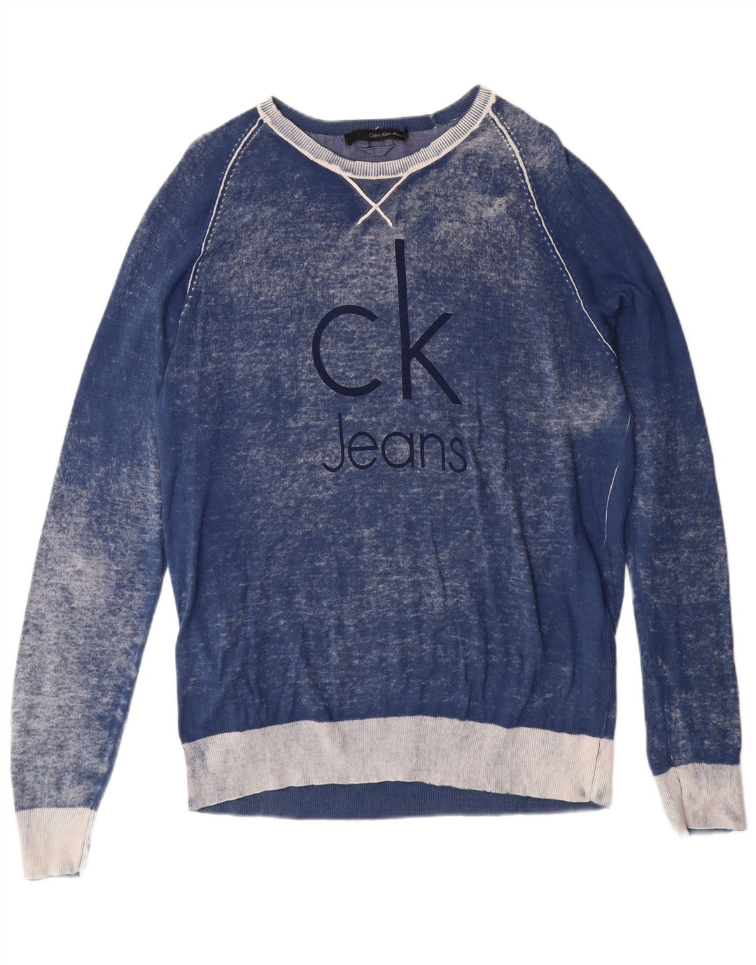 CALVIN KLEIN JEANS Suéter masculino com gola canoa grande azul tie dye