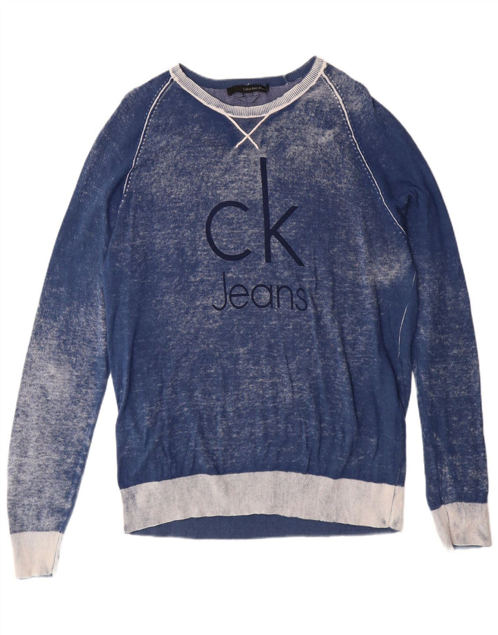 CALVIN KLEIN JEANS Suéter masculino com gola canoa grande azul tie dye