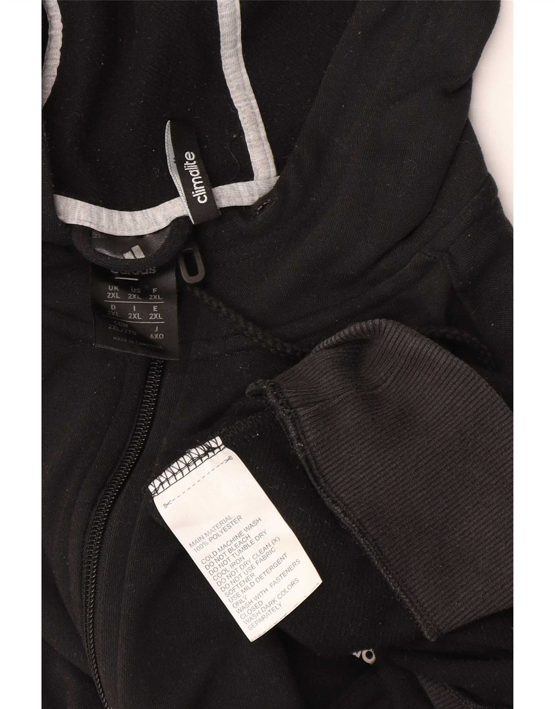 Suéter masculino Adidas Climalite Zip com capuz 2XL poliéster preto