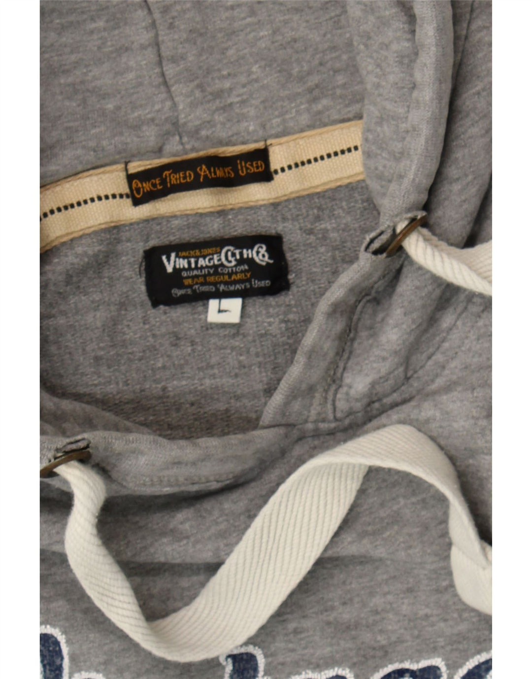 JACK & JONES Mens Graphic Hoodie Jumper Large Grey Cotton Vintage Jack & Jones and Second-Hand Jack & Jones from Messina Hembry 