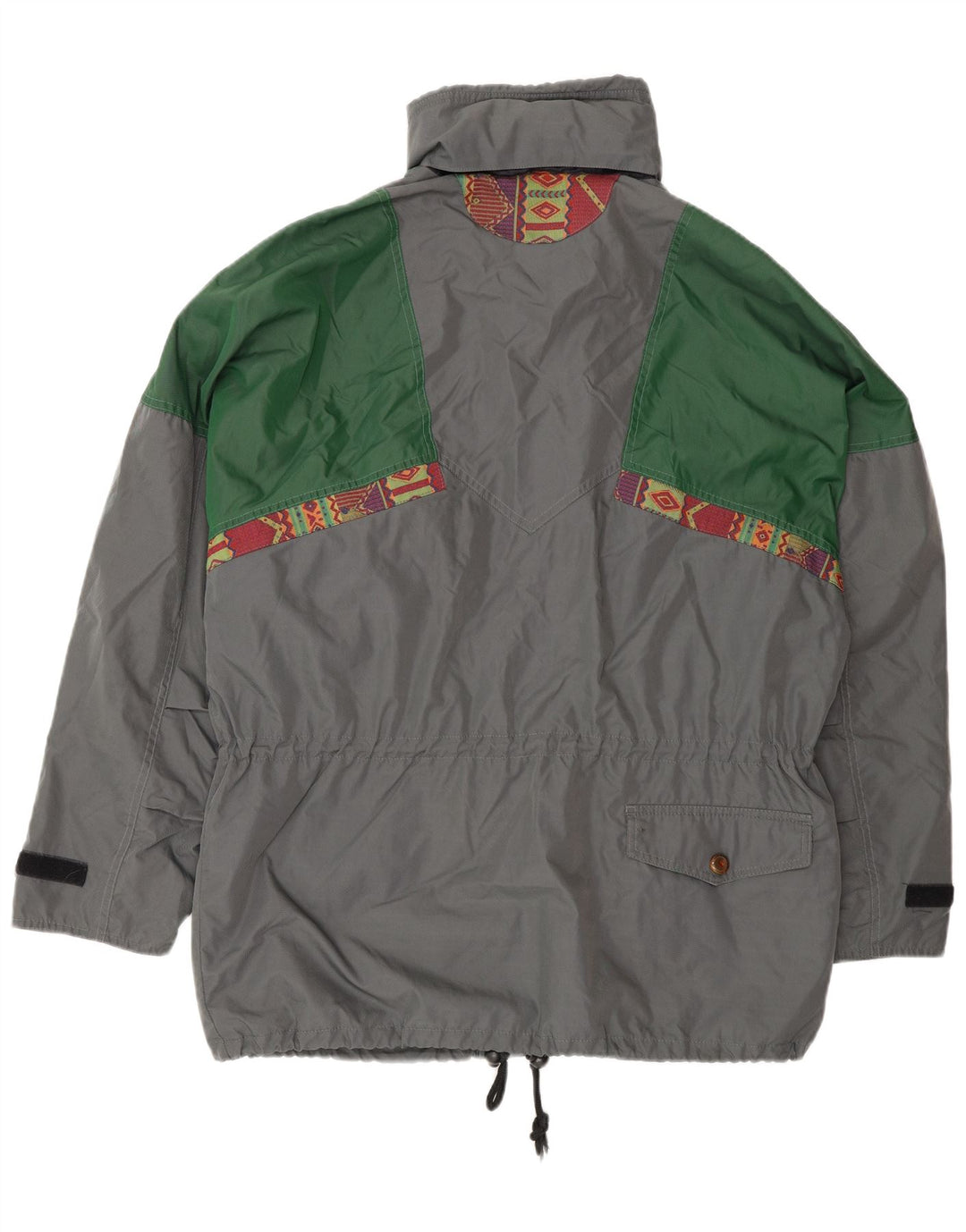 Jaqueta utilitária masculina vintage com capuz Reino Unido 38 Poliéster Colourblock cinza médio