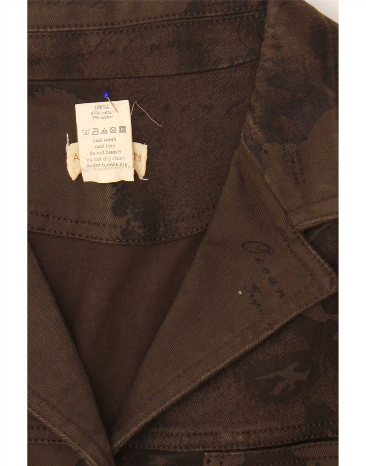 ALVIERO MARTINI Jaqueta jeans feminina gráfica IT 48 grande algodão marrom