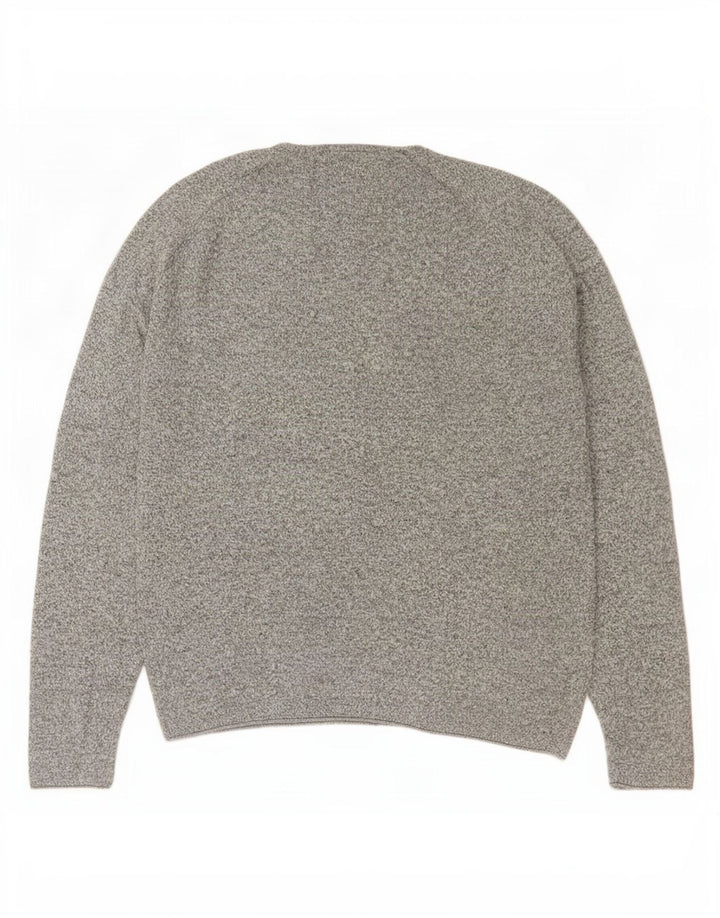 Zara Suéter masculino com gola redonda grande cinza manchado
