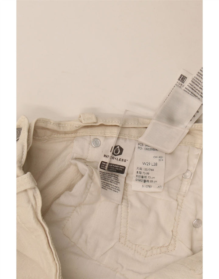 Calça Jeans Levis Feminina 501 Straight W29 L28 Off White Algodão