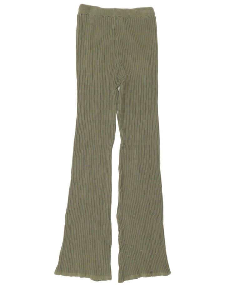 Zara Womens Knit Flare Leggings Reino Unido 12 Poliéster Verde Médio