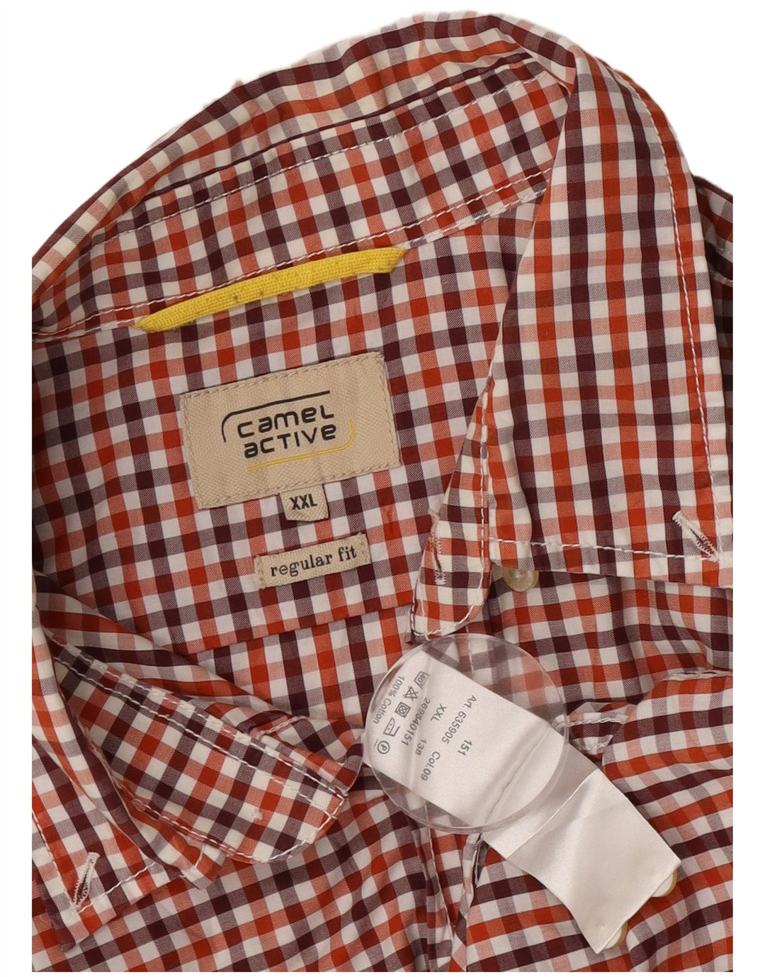 Camel Active Camisa masculina de manga curta regular fit 2XL algodão vermelho guingão