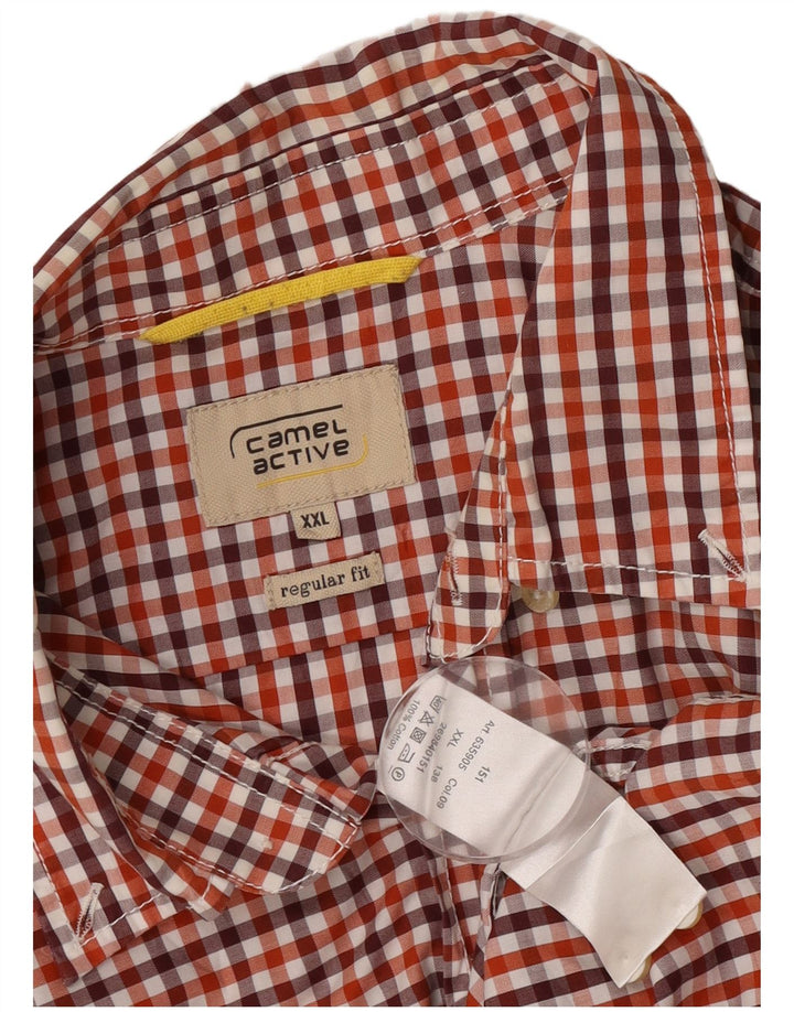 Camel Active Camisa masculina de manga curta regular fit 2XL algodão vermelho guingão