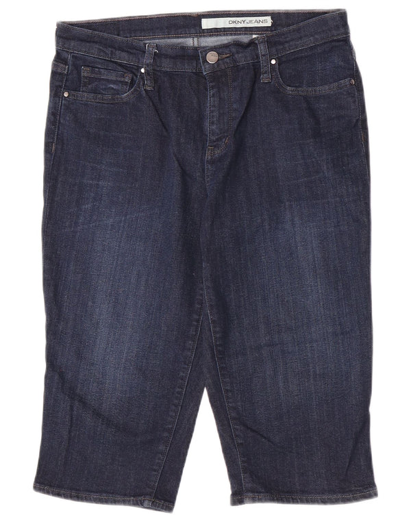 Shorts jeans feminino Dkny EUA 8 médio W30 algodão azul marinho