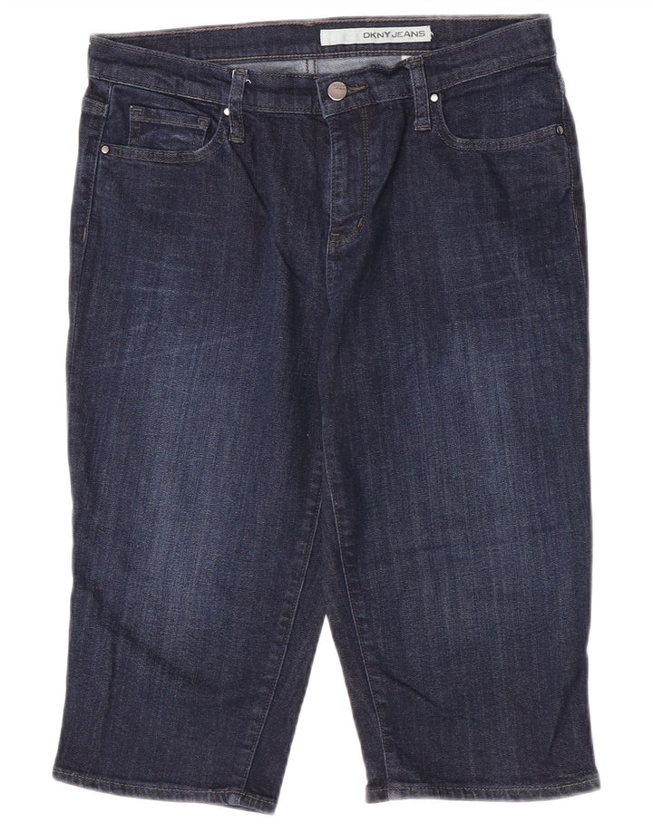 Shorts jeans feminino Dkny EUA 8 médio W30 algodão azul marinho