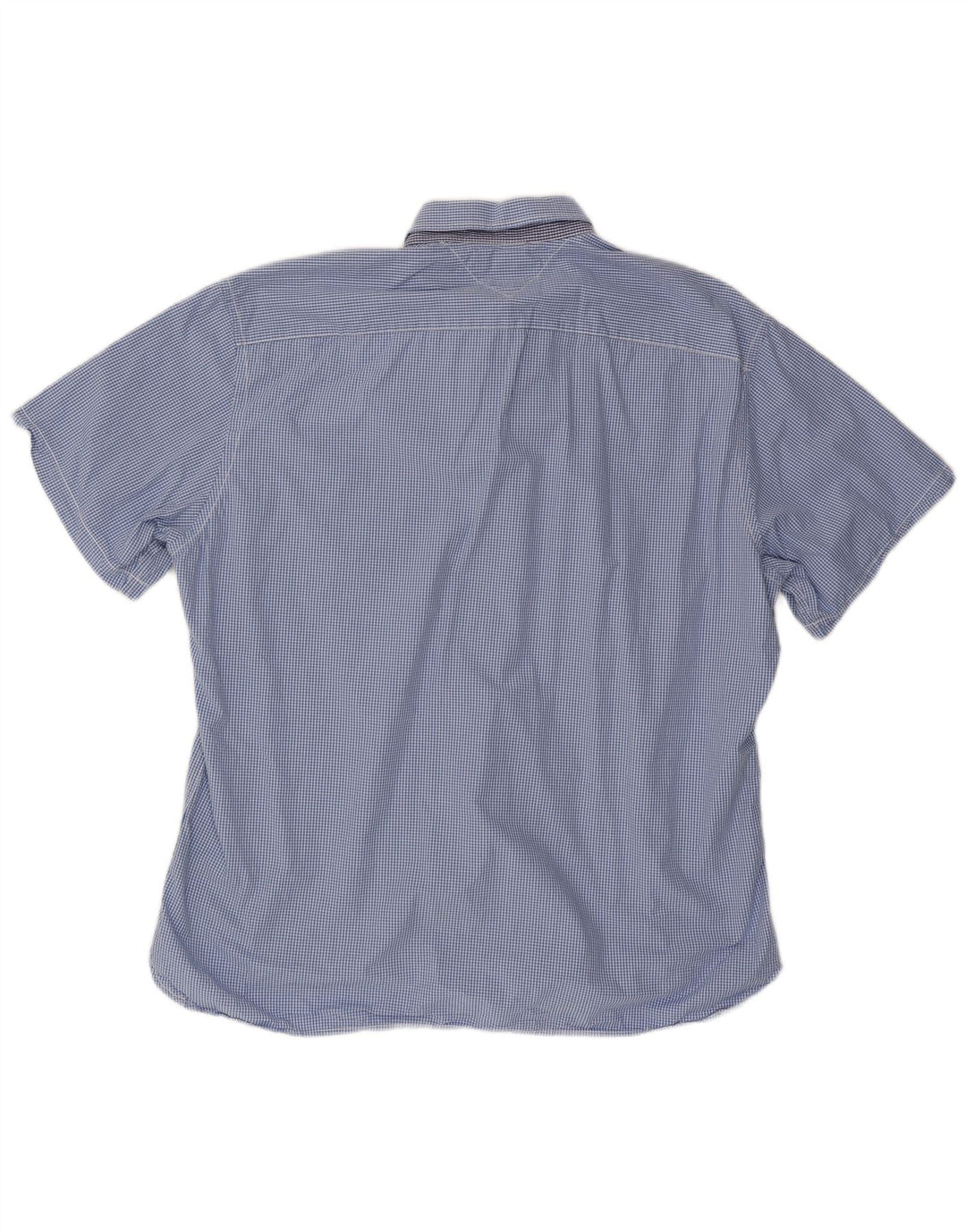 Camisa masculina TOMMY HILFIGER de manga curta com ajuste personalizado 2XL algodão guingão azul