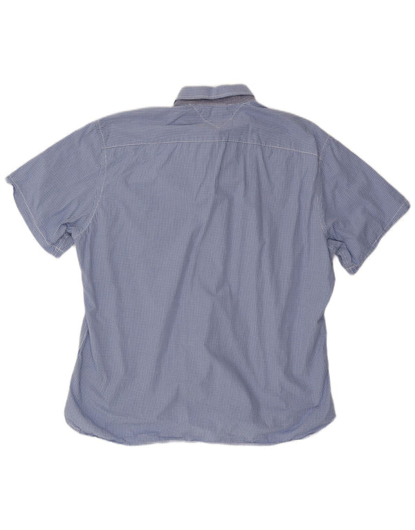 Camisa masculina TOMMY HILFIGER de manga curta com ajuste personalizado 2XL algodão guingão azul